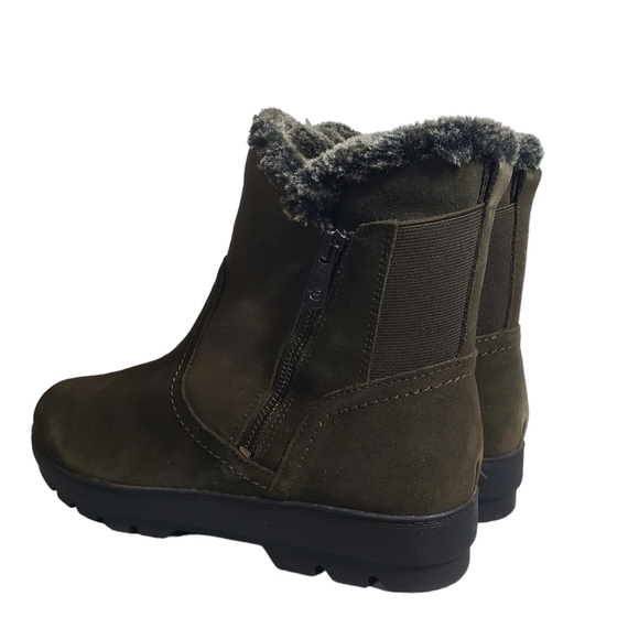 Easy Spirit Adabelle Dark Green Leather Faux Fur Casual Winter Bootie Sz 8M, 7M